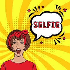 Selfie. Comic book explosion with text -  Selfie. Vector bright cartoon illustration in retro pop art style. Can be used for business, marketing and advertising.  Banner flyer pop