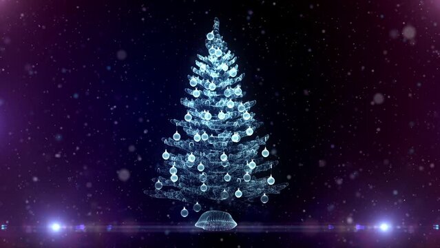 This stock motion graphic shows a digital projection of a Christmas tree.