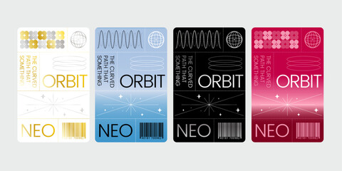 template poster divided into rectangles various colors gradient star wave earth space twinkle light layout card vector set