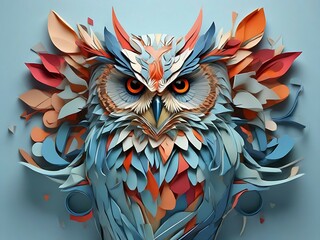 Fototapeta premium a owl abstract vector on blue background