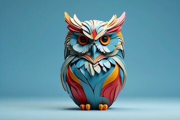 a owl abstract vector on blue background