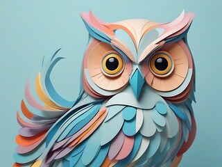 a owl abstract vector on blue background