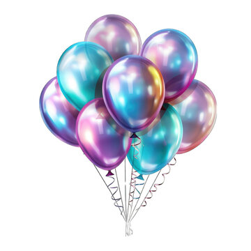 Foil Holographic Balloons Isolated On White Background