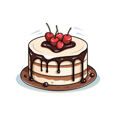chocolate cake with cherry sweet vector design