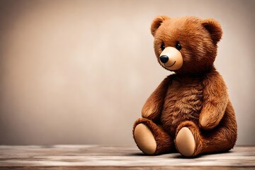 teddy bear sitting on a wooden table