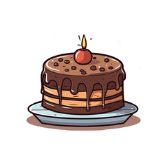 chocolate cake with candle illustration design