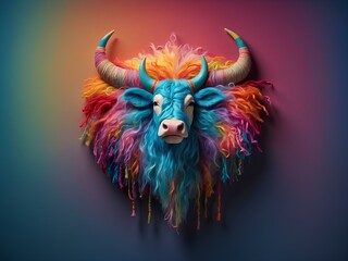 yarn bull face, blank background, for design, isolated