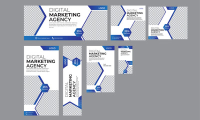 Creative Business Web Benner Template Design In Standard size deep Blue color. website design, Social Media Cover ads banner, flyer, invitation