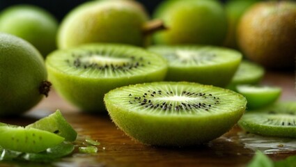 Close-Up of Fresh Kiwis on a Table