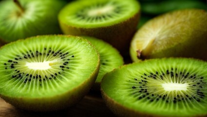A Vivid Close-Up of a Halved Kiwi Fruit