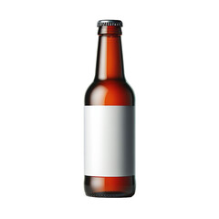 Beer bottle mockup, blank label on transparent or white background, png