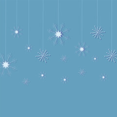 Fototapeta na wymiar Snow stars card on a blue background