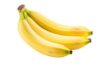 Fresh Yellow Bananas on a White Background - A bunch of three fresh and ripe yellow bananas on a white background