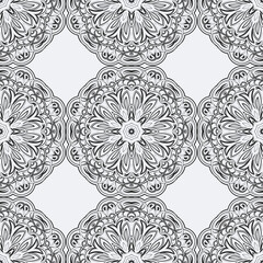 Seamless pattern of snowflakes doodle. Winter holiday decoration in sketch style. Hand drawn vector illustration
