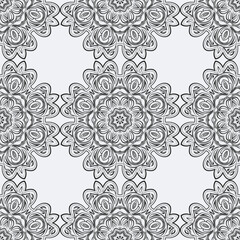 Seamless background with light pattern in baroque style. Vector retro illustration. Islam, Arabic, Indian, ottoman motifs.