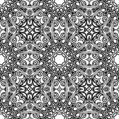 Seamless pattern of snowflakes doodle. Winter holiday decoration in sketch style. Hand drawn vector illustration