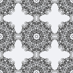 Beautiful seamless pattern with snowflake circle. Vector illustration. Winter background for Christmas or New Year design.
