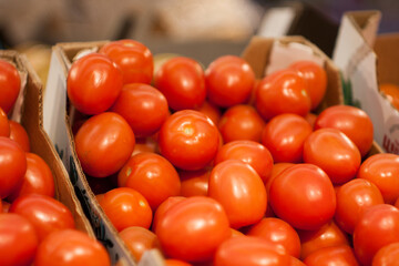 fresh red tomatoes in the store