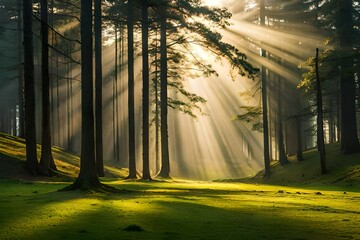 sunrise in the forest generated by AI
