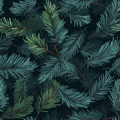 Seamless background with the image of blue fir branches