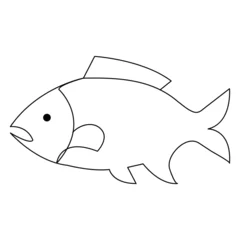Kussenhoes Fish continuous one line art drawing illustration hand drawn sketch style outline vector © Shemol