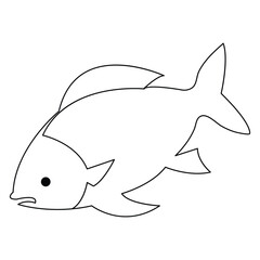 Fish continuous one line art drawing illustration hand drawn sketch style outline vector