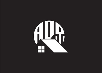 Real Estate Letter ADQ Monogram Vector Logo.Home Or Building Shape ADQ Logo