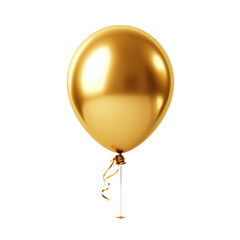 Golden balloon isolated on white or transparent background