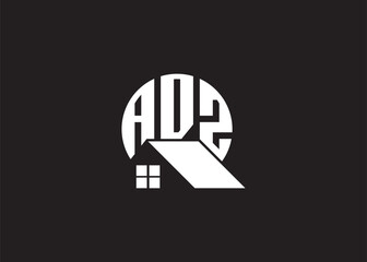 Real Estate Letter ADZ Monogram Vector Logo.Home Or Building Shape ADZ Logo
