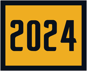 2024 Happy New Year Abstract Blue And Yellow Graphic Design Vector Logo Symbol Illustration