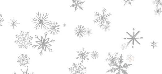 Magical Snowfall: Brilliant 3D Illustration Showcasing Descending Christmas Snowflakes