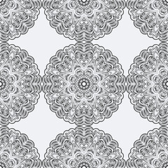 Ornament in ethnic style. Seamless pattern with abstract shapes. Repeat design for fashion, textile design