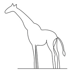 Giraffe continuous one line hand drawing animal symbol and outline vector icon illustration 