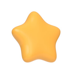 Yellow star icon isolated on white background. 3D icon, sign and symbol. Cartoon minimal style. 3D Render Illustration