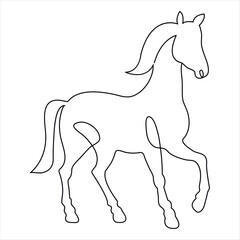 Horse symbol continuous single line hand drawing animal and outline vector minimalist design