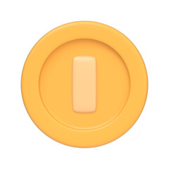 Obraz premium Gold coin from the game Mario isolated on white background. 3D icon, sign and symbol. Cartoon minimal style. Front view. 3D Render Illustration
