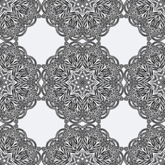 Seamless pattern of snowflakes doodle. Winter holiday decoration in sketch style. Hand drawn vector illustration