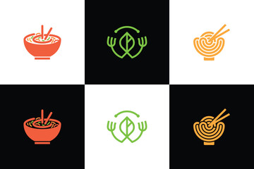 Noodle restaurant and food logo. A collection of noodle logos