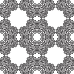 Anti-stress coloring book page for adult with snowflakes. Winter background pattern. Seamless pattern