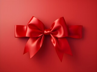 3D Red bow ribbon on red background wallpaper HD Christmas present surprise gift Rewards