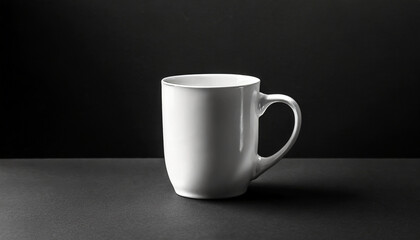 White cup isolated against black background