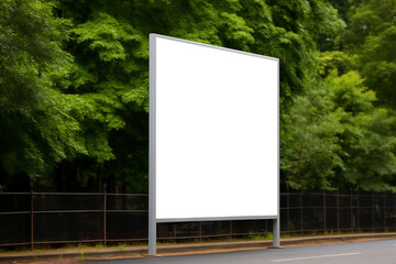 Cityscape Greens: Tranparent Billboard Mockup Surrounded by Lush Trees in the City