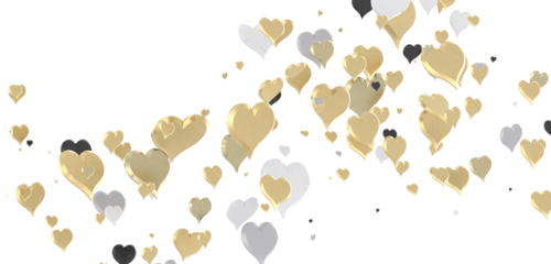 Love valentine background with red petals of hearts on transparent background