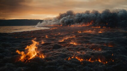 A Fiery Blaze Illuminating the Waters