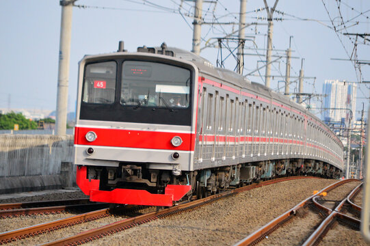 The train is running on the rails towards the destination