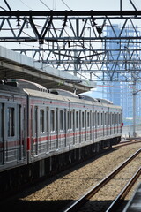 Obraz premium The train is running on the rails towards the destination