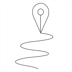 Continuous one line art drawing Location pointers outline vector hand drawn illustration