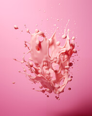 pastel pink splashes with pouring isolated