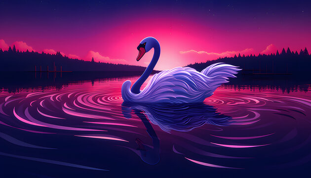 Atardecer Melanc&oacute;lico: Oca Solitaria Desliz&aacute;ndose en las Aguas Serenas del Pantano Crepuscular