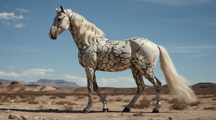 Horse in body art style, airbrush, airbrush painting, airbrush painting, pop art, art